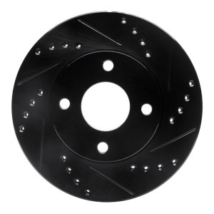 Ford Ikon Brake Rotor (1) - Front Right - R1 Concepts - Drilled & Slotted - Black - `00-`15